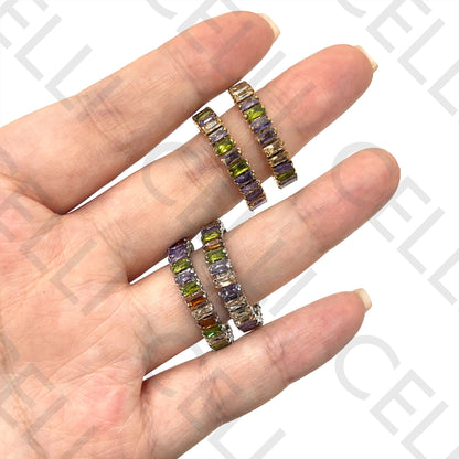 彩色亮钻不锈钢耳环