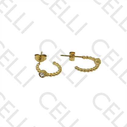 钢制耳环 - 带一钻圆环