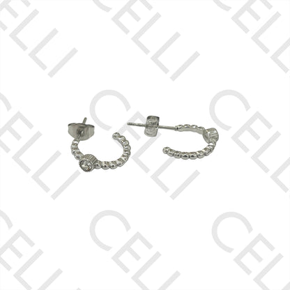 钢制耳环 - 带一钻圆环