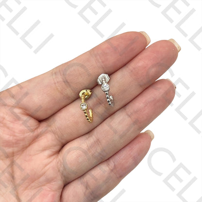 钢制耳环 - 带一钻圆环