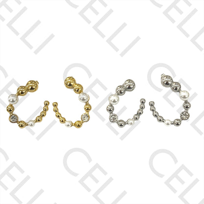 不锈钢耳环 - 珍珠与闪亮款式