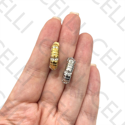 不锈钢耳环 - 镶钻圆环