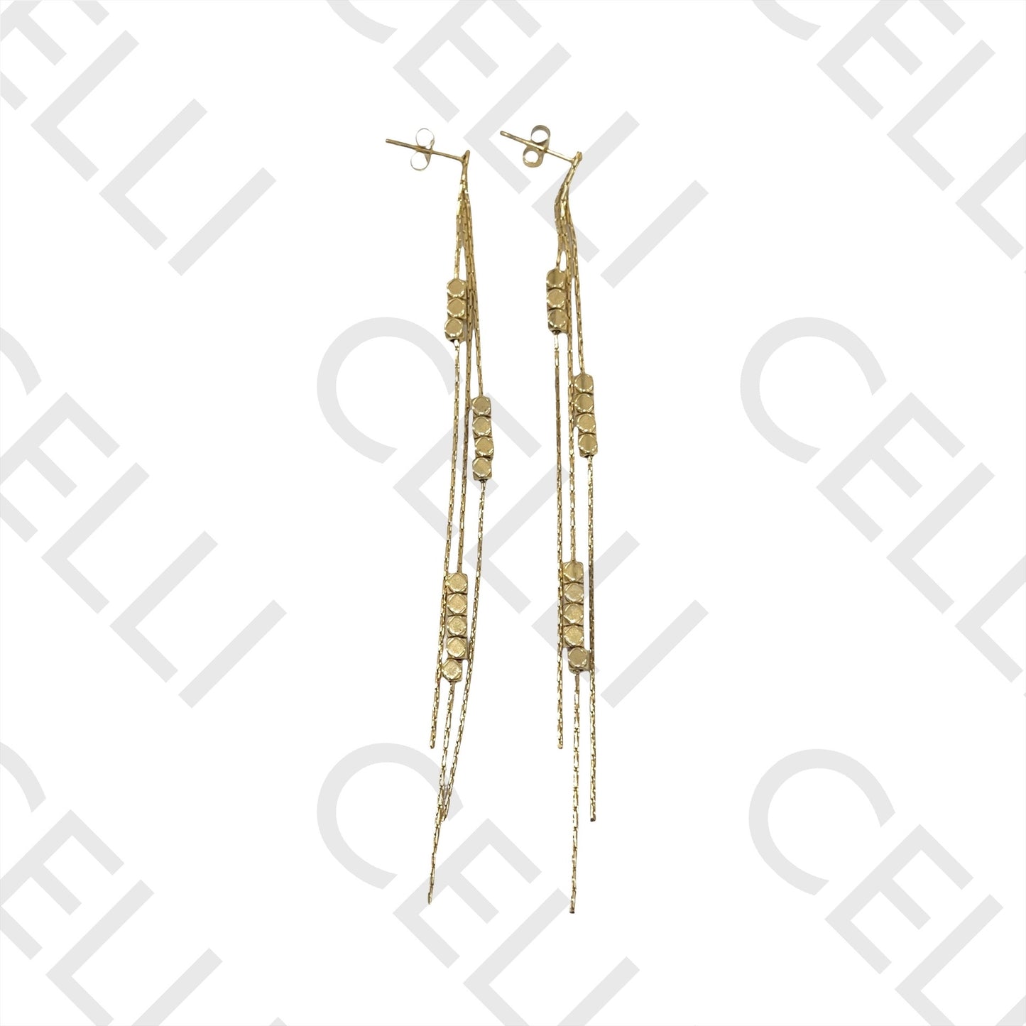 Steel Earring - chain and spacer cubes