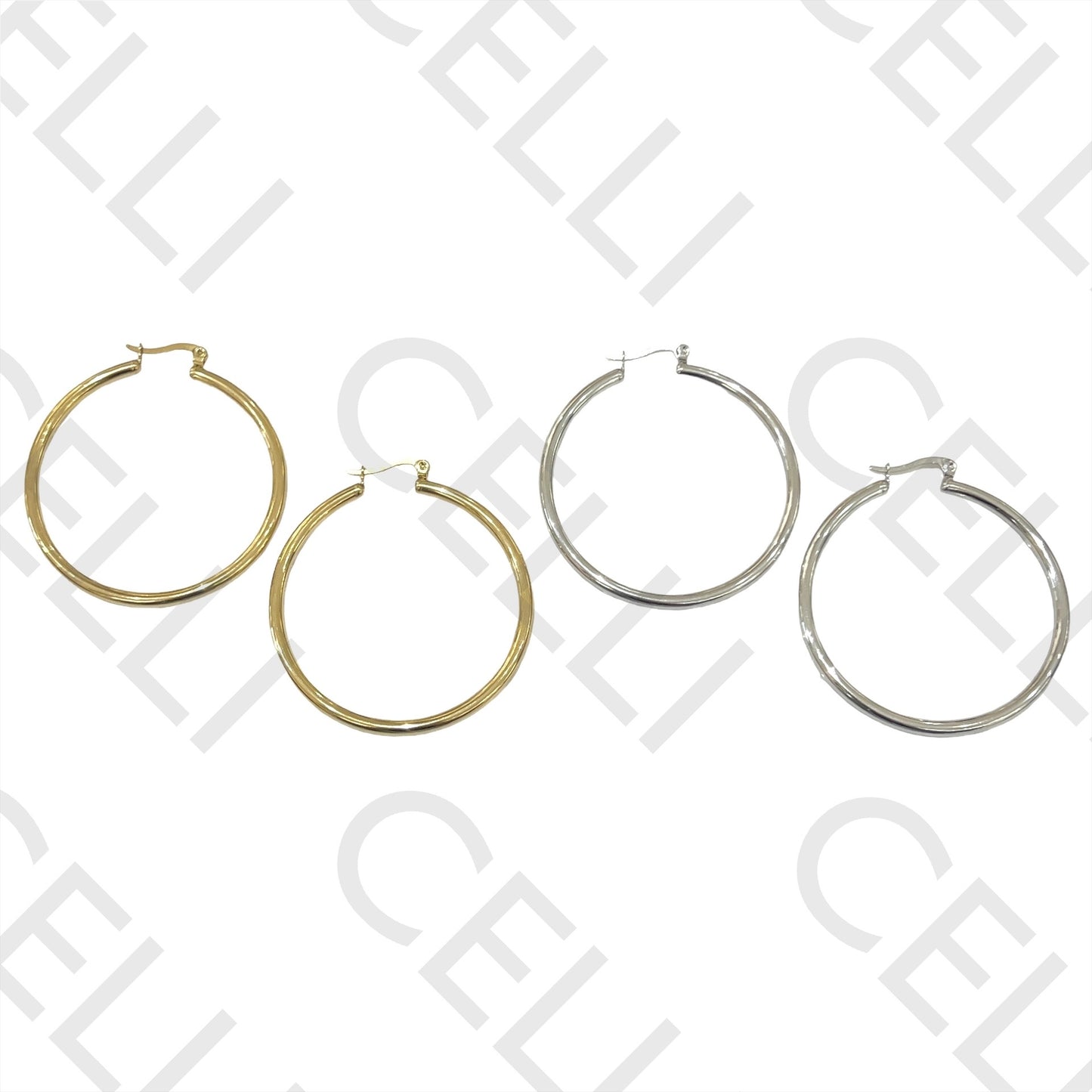 钢制耳环 - 大号简单圆环