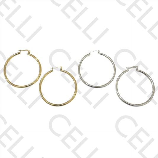 钢制耳环 - 大号简单圆环