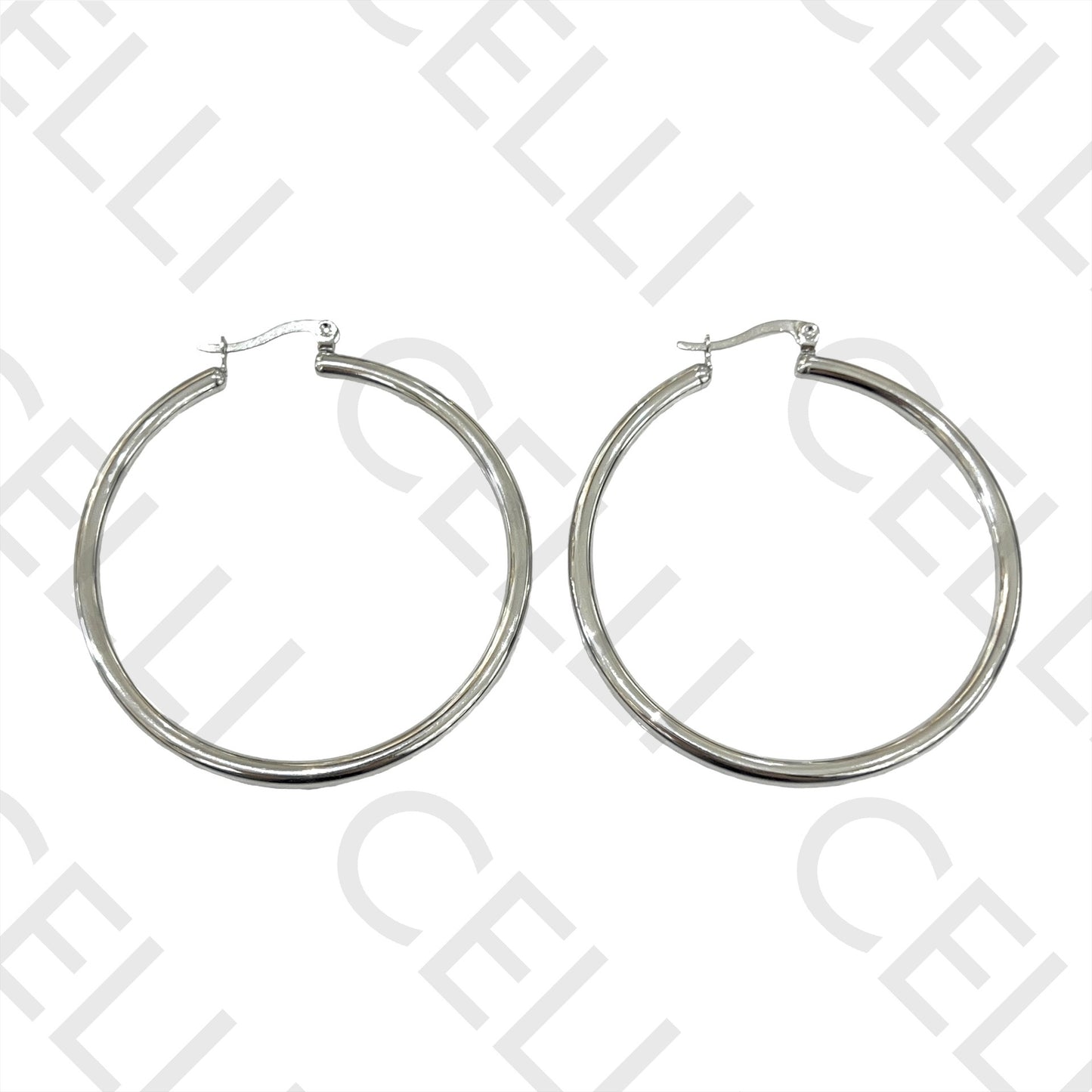 钢制耳环 - 大号简单圆环