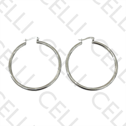 钢制耳环 - 大号简单圆环