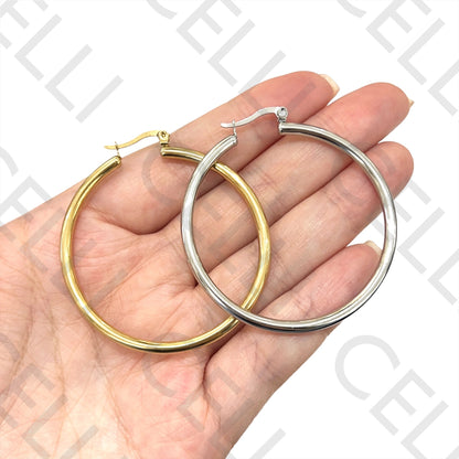 钢制耳环 - 大号简单圆环