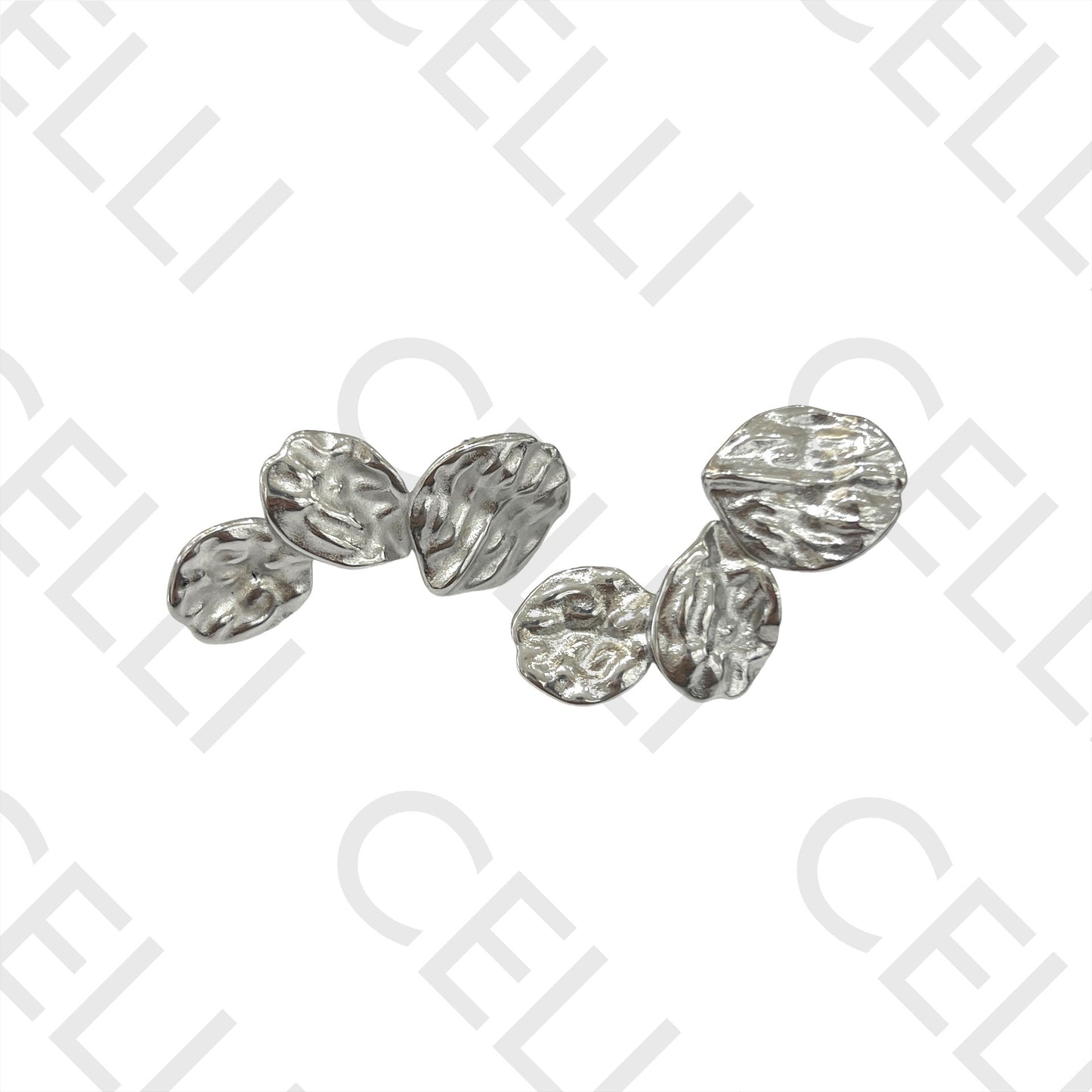 Brinco de Aço - três ovais martelados