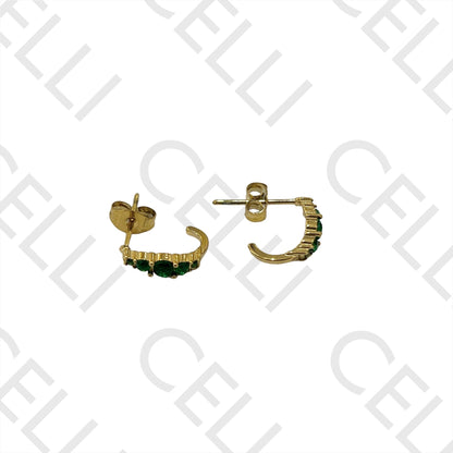 不锈钢耳环 - 镶钻圆环