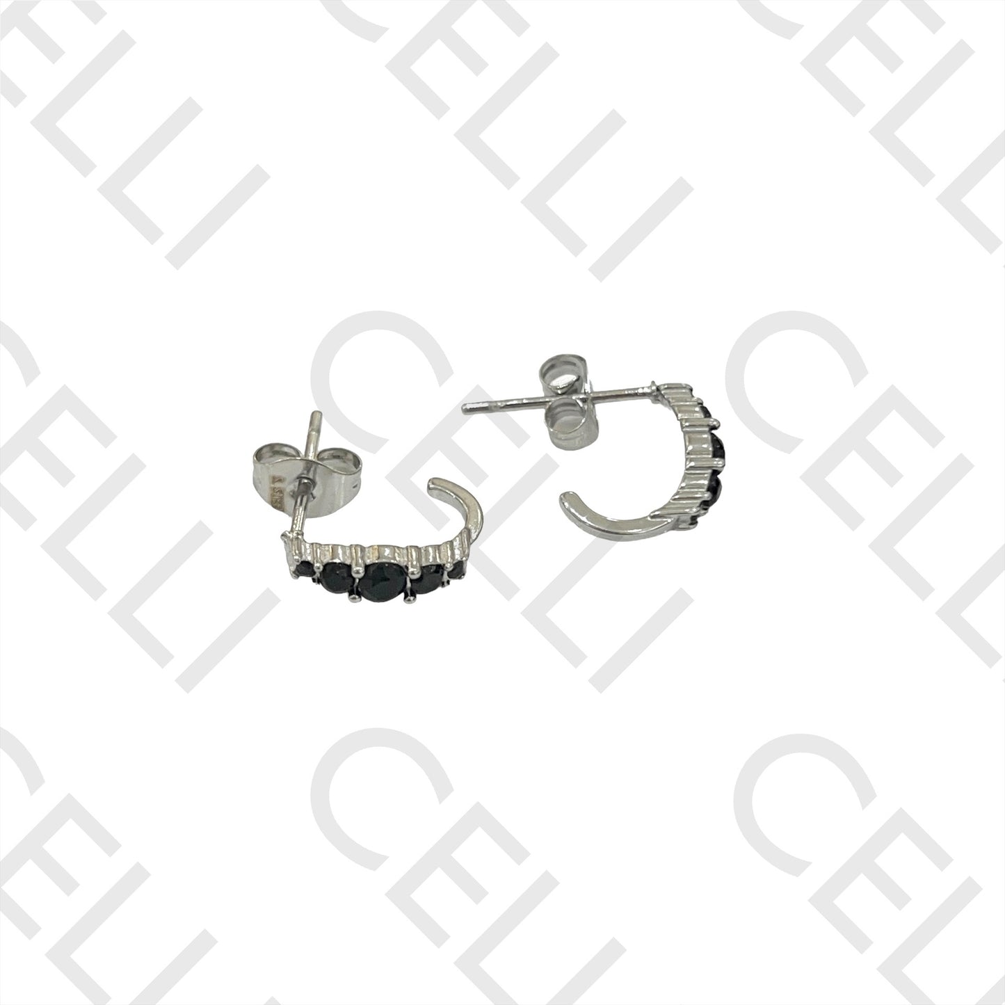 不锈钢耳环 - 镶钻圆环