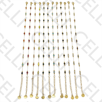 不锈钢项链/手链 - 天然宝石（焊接环）