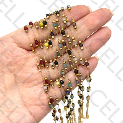 不锈钢项链/手链 - 天然宝石（焊接环）