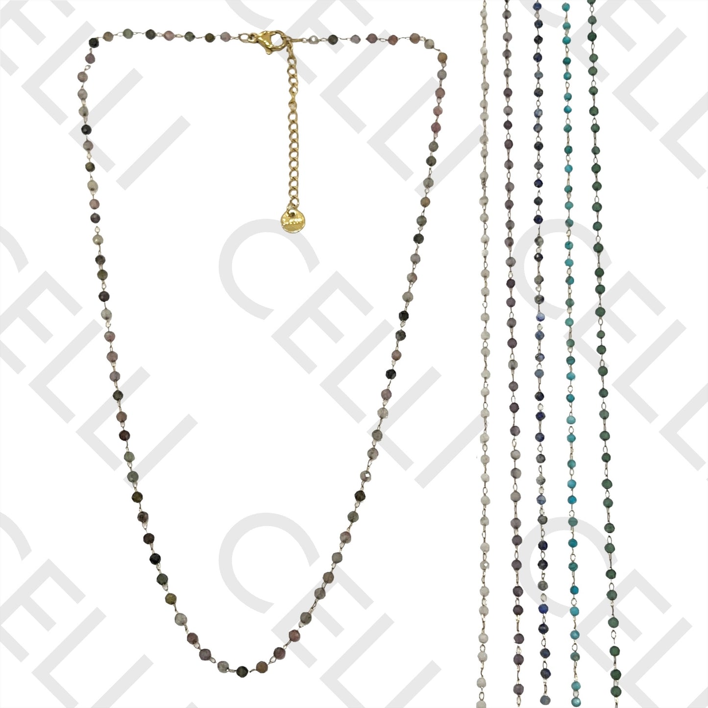 不锈钢项链 - 天然宝石（焊接圈）