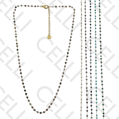 不锈钢项链 - 天然宝石（焊接圈）