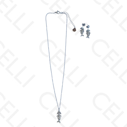 Steel necklace - large fish pendant