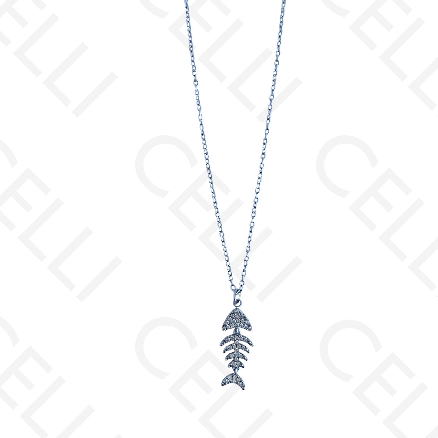 Steel necklace - large fish pendant