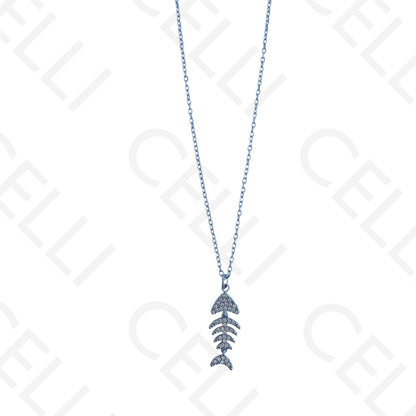 Steel necklace - large fish pendant