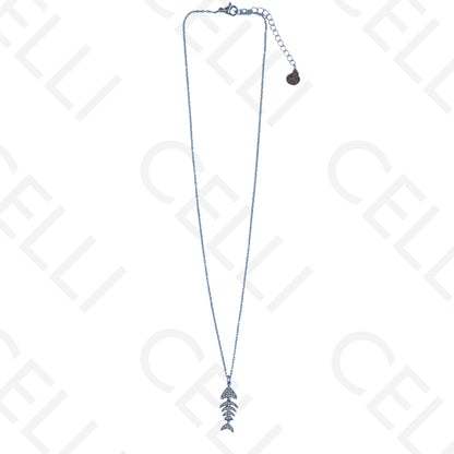 Steel necklace - large fish pendant