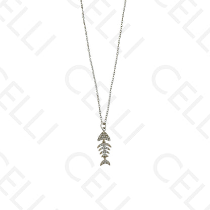 Steel necklace - large fish pendant