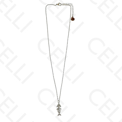 Steel necklace - large fish pendant