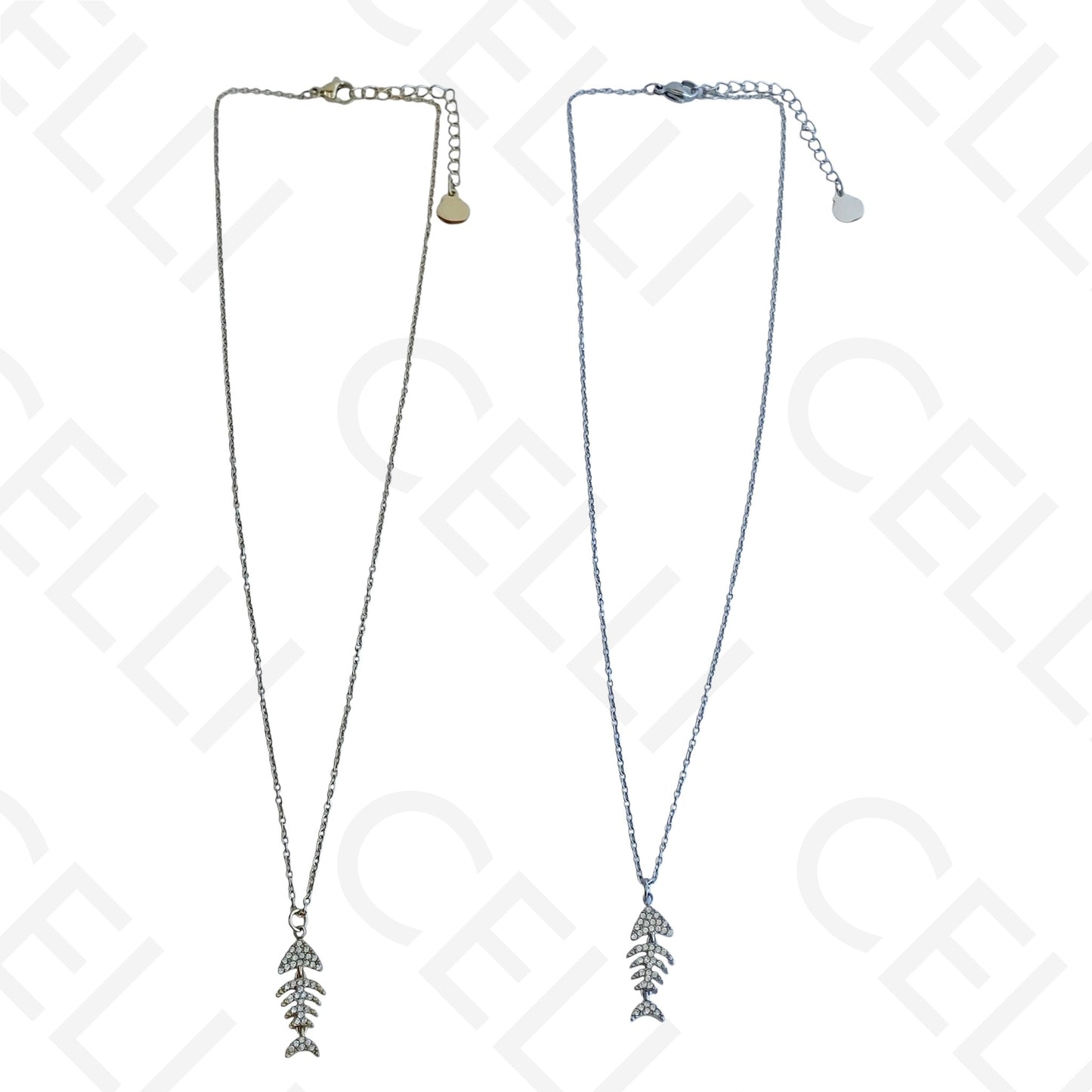 Steel necklace - large fish pendant