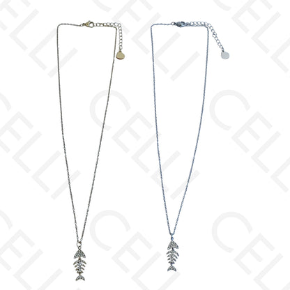 Steel necklace - large fish pendant