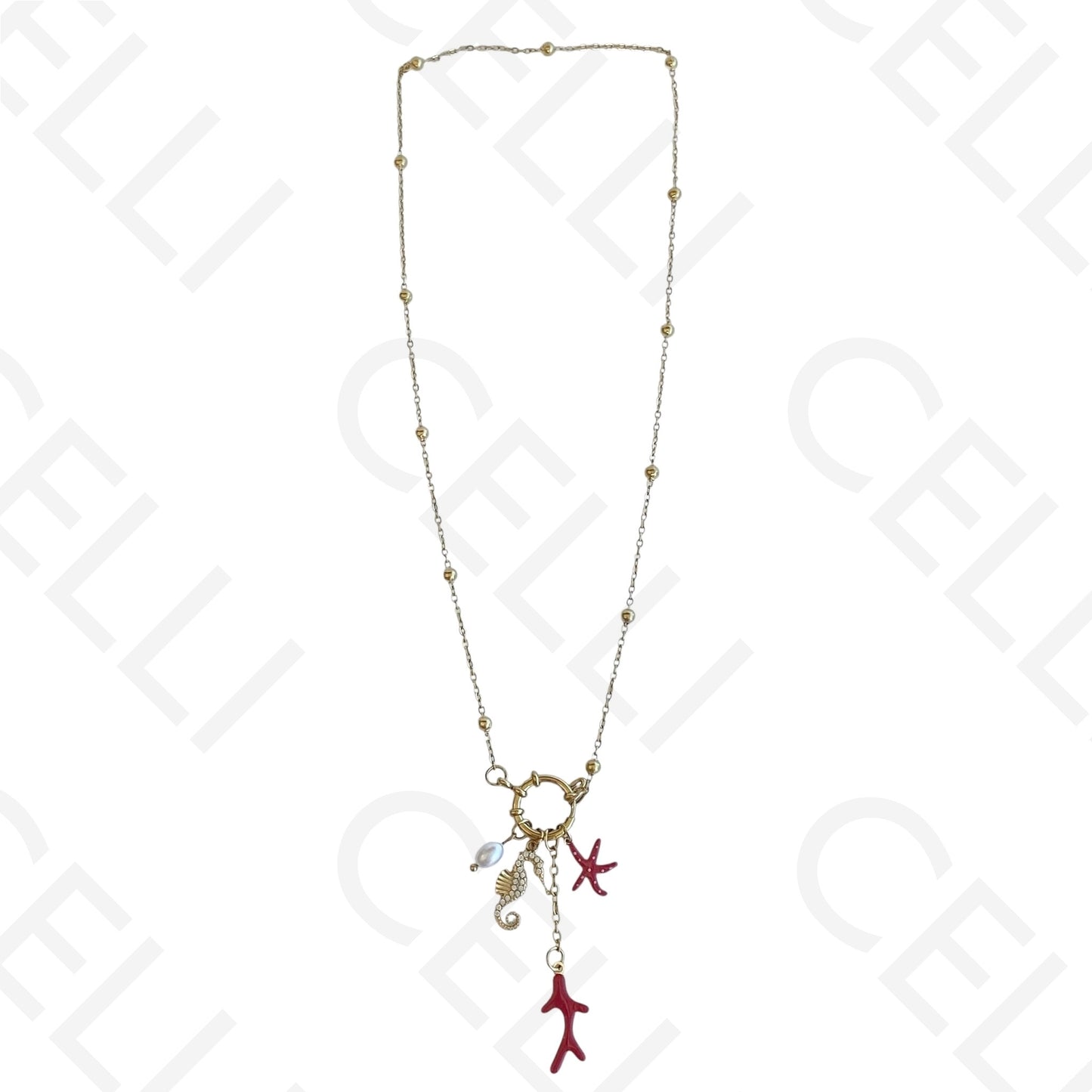 Steel necklace - large fish pendant