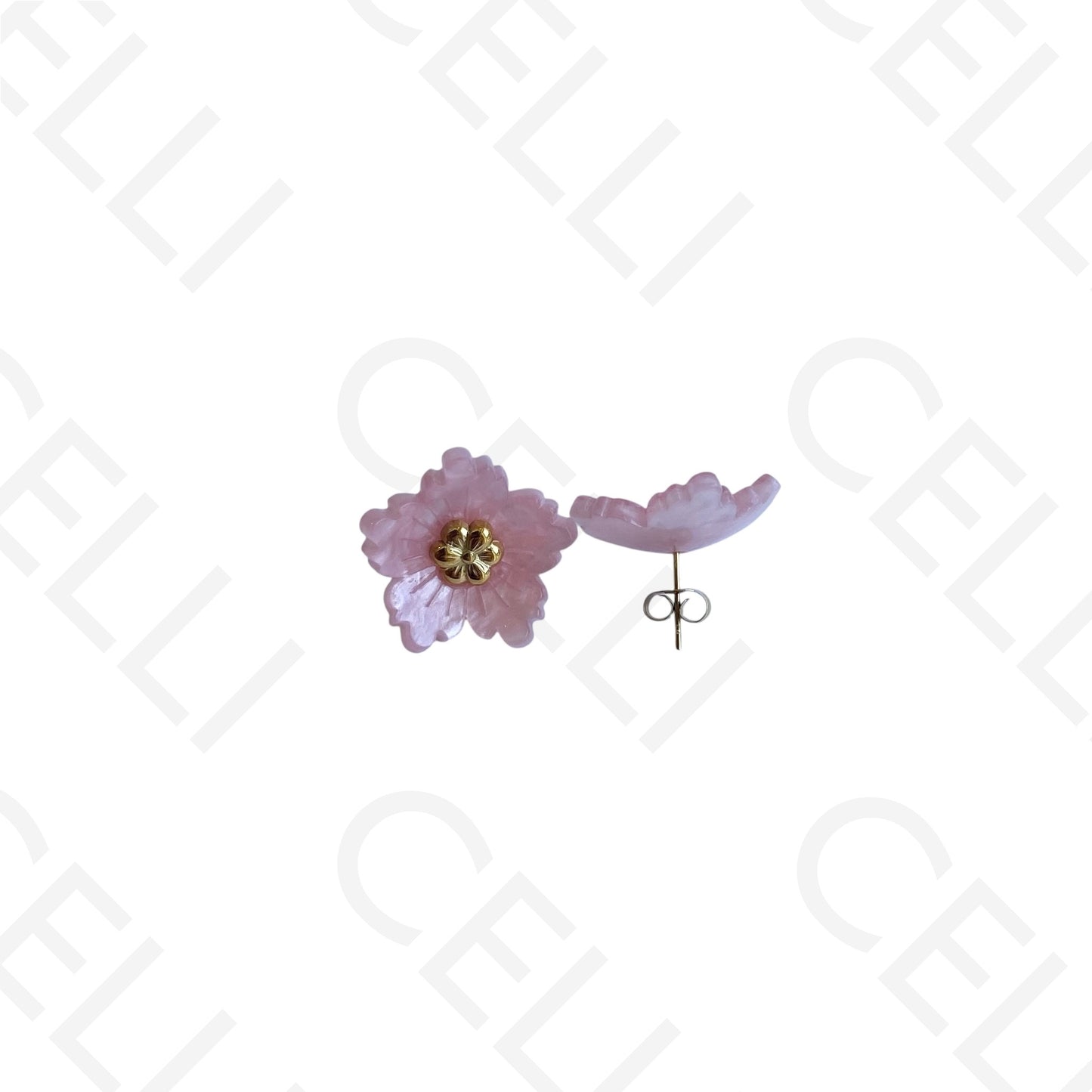 Brinco de aço - flores de resina colorido (5 pétalas)