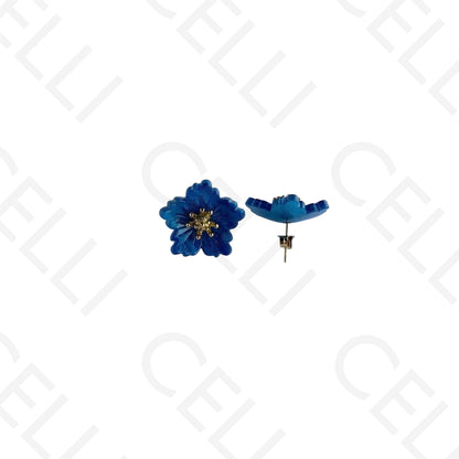 Brinco de aço - flores de resina colorido (5 pétalas)