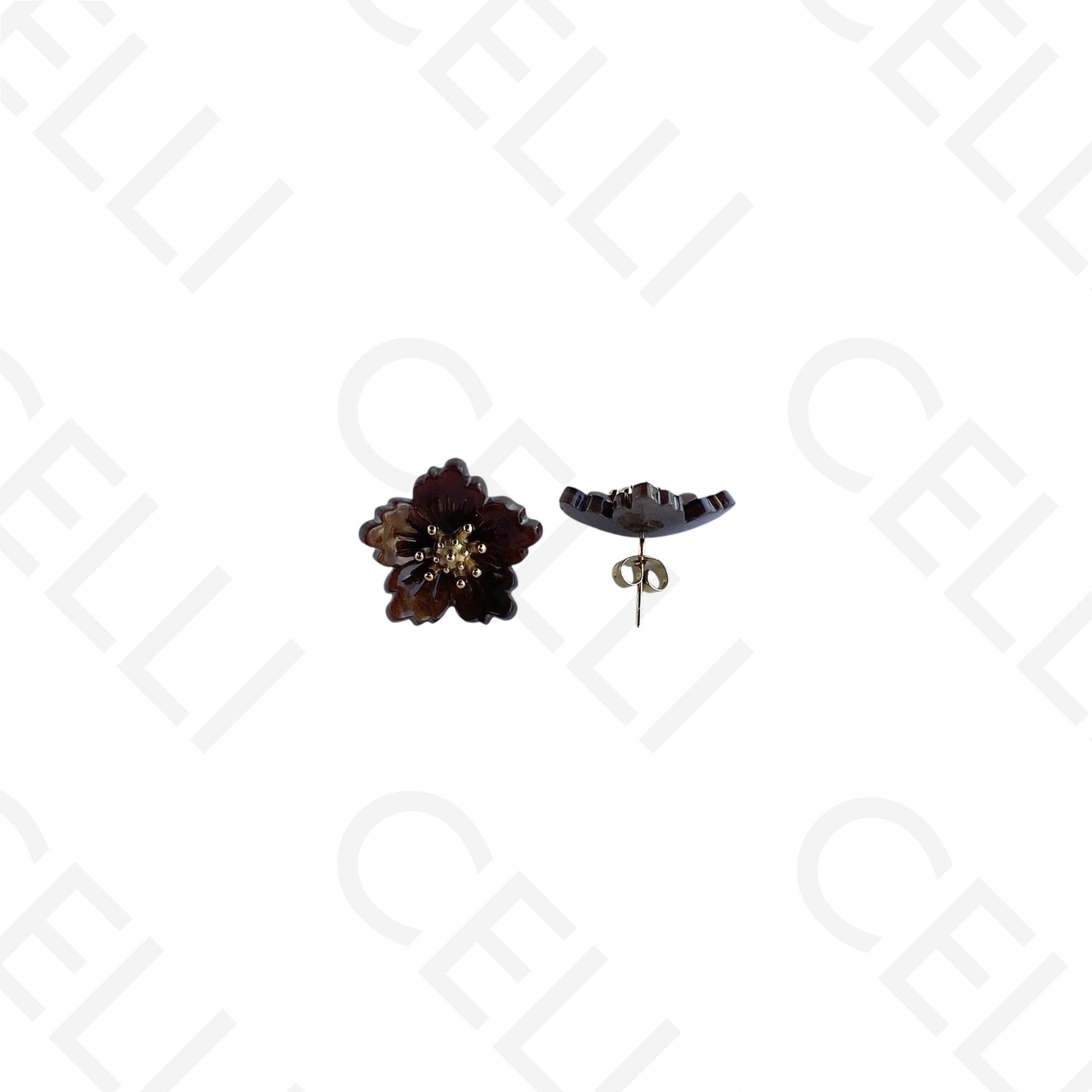 Brinco de aço - flores de resina colorido (5 pétalas)