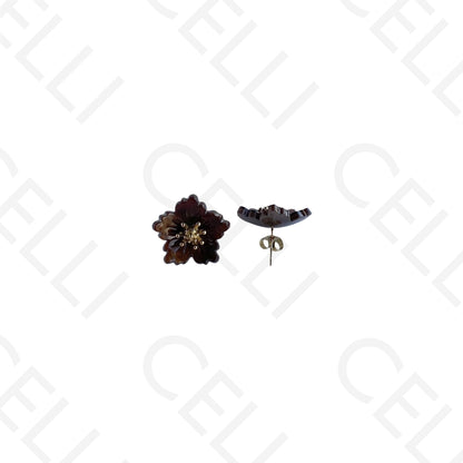 Brinco de aço - flores de resina colorido (5 pétalas)