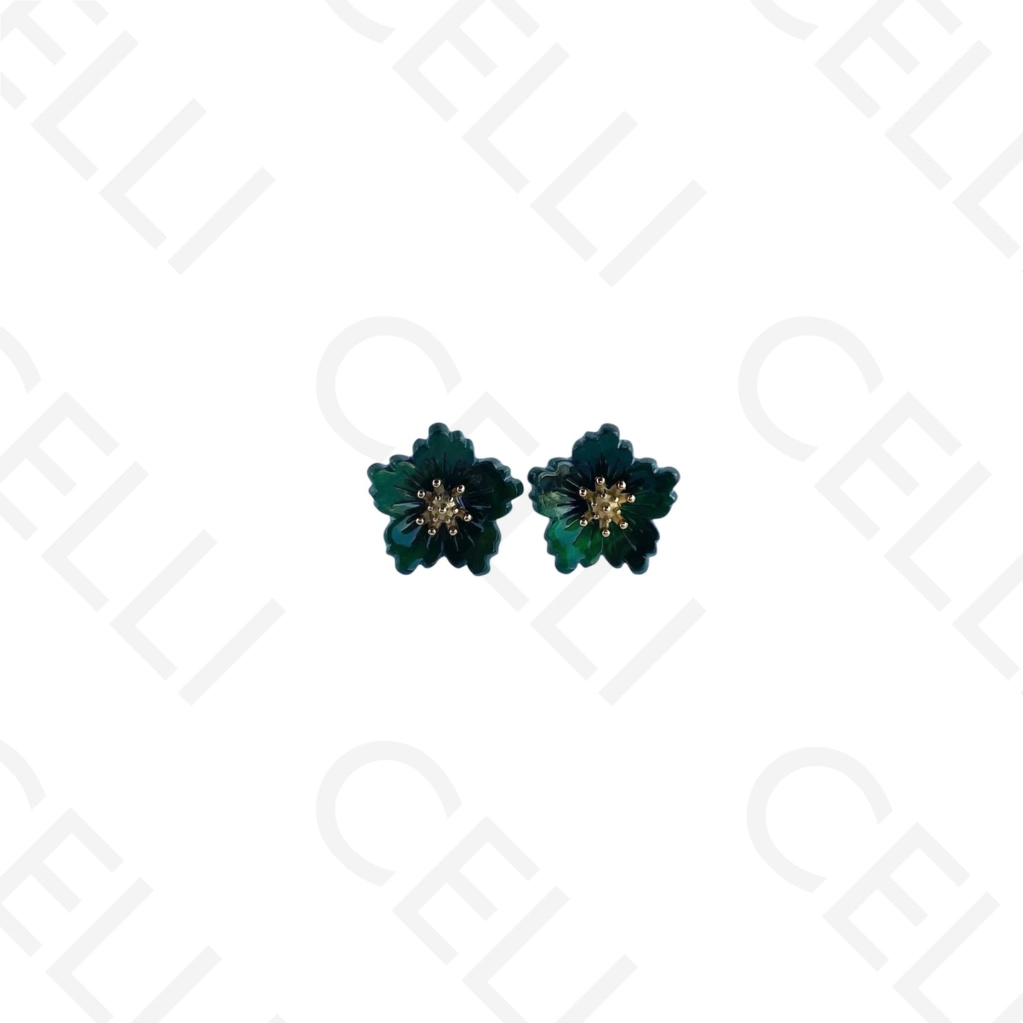 Brinco de aço - flores de resina colorido (5 pétalas)