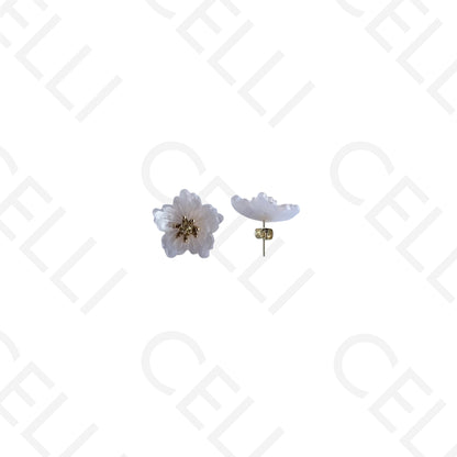 Brinco de aço - flores de resina colorido (5 pétalas)