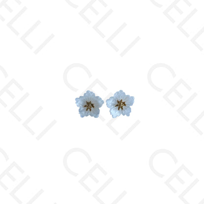 Brinco de aço - flores de resina colorido (5 pétalas)