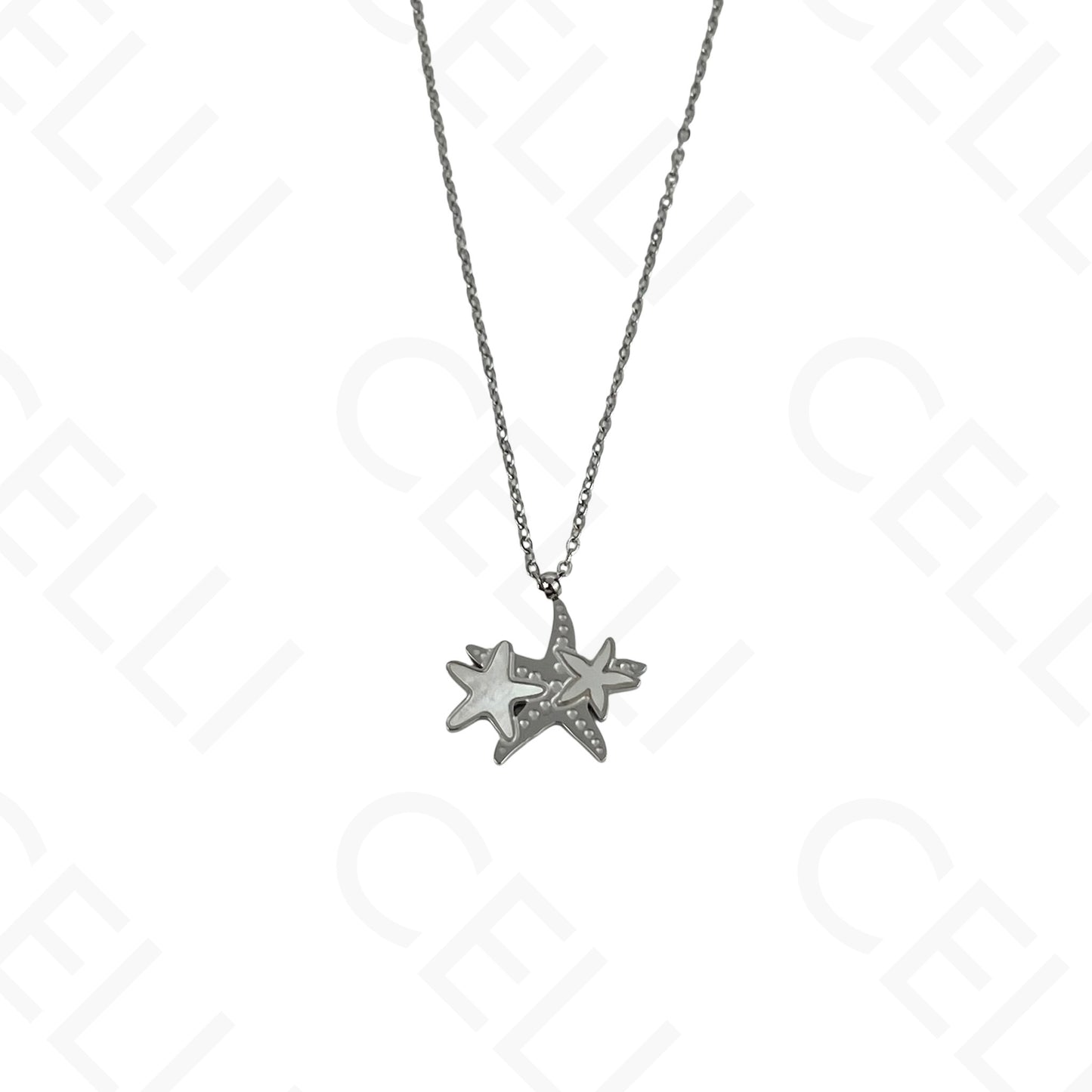 Steel Necklace/Earring/Bracelet - starfish with mother-of-pearl