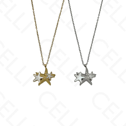 Steel Necklace/Earring/Bracelet - starfish with mother-of-pearl