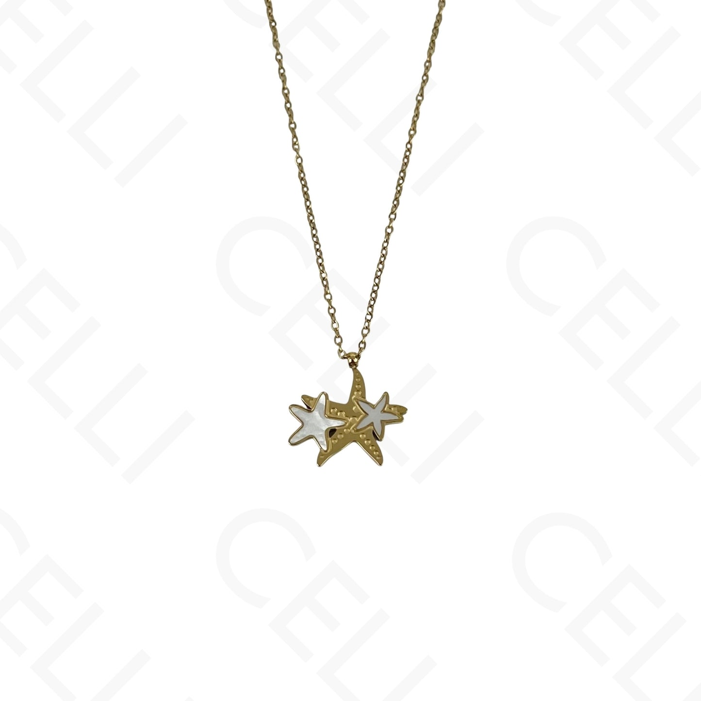 Steel Necklace/Earring/Bracelet - starfish with mother-of-pearl