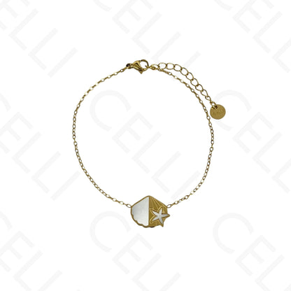 Steel Necklace/Earring/Bracelet - shell, starfish with mother-of-pearl