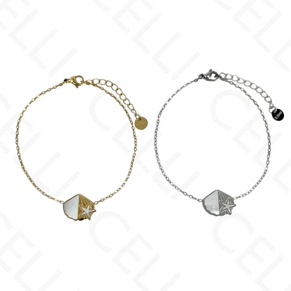 Steel Necklace/Earring/Bracelet - shell, starfish with mother-of-pearl