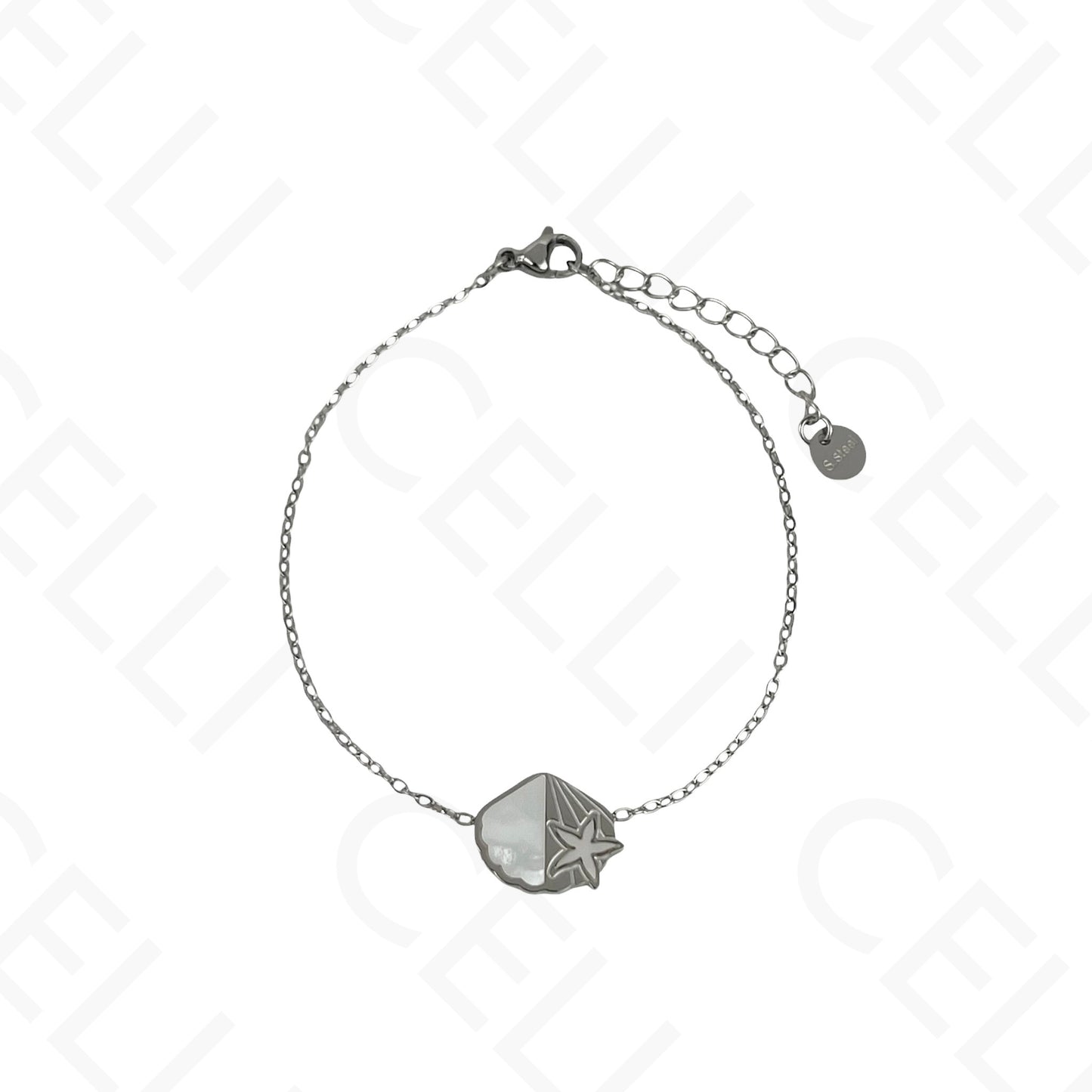 Steel Necklace/Earring/Bracelet - shell, starfish with mother-of-pearl