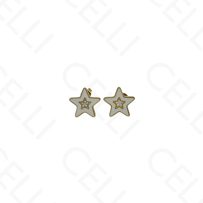 Colar/Brinco/Pulseira de Aço - Estrela com madrepérola