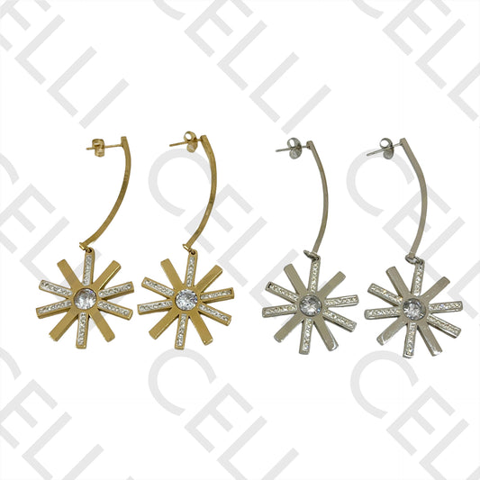 Steel Earring - flower with brilliants