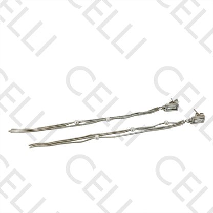 Brinco de Aço - brilhante, pérolas e malha snake