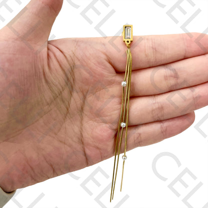 Brinco de Aço - brilhante, pérolas e malha snake