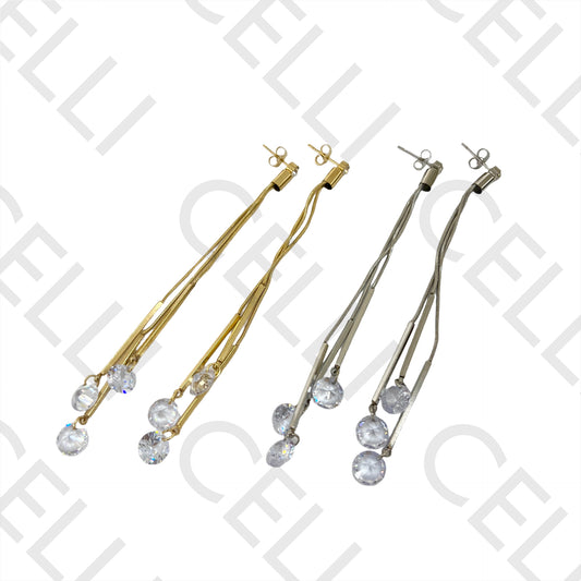 Steel Earring - brilliant and snake mesh