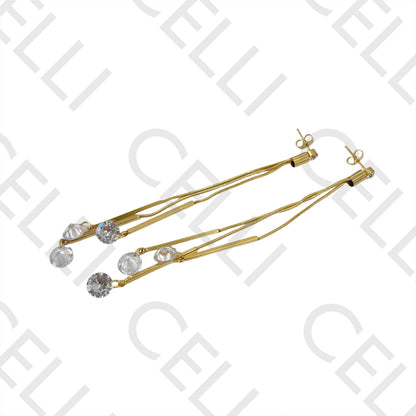 Brinco de Aço - brilhantes e malha snake