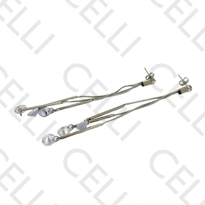 Brinco de Aço - brilhantes e malha snake