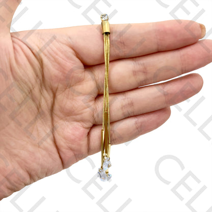 Brinco de Aço - brilhantes e malha snake