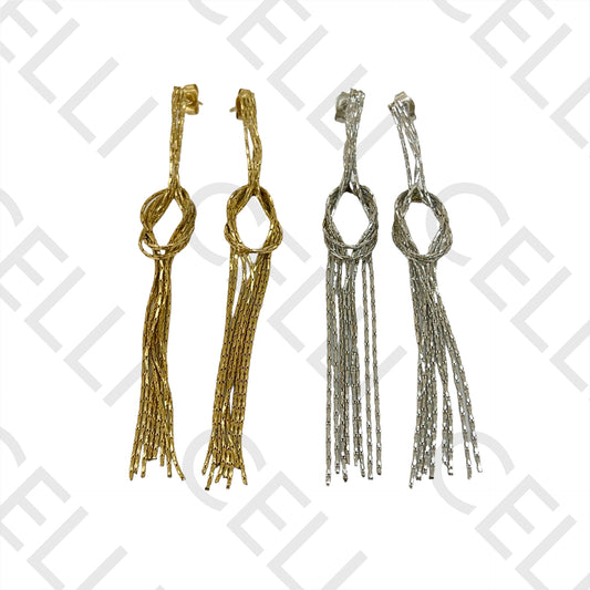 Steel Earring - knot with detailed mesh
